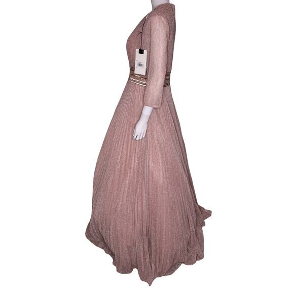 Mac Duggal Pink Shimmering Pleated 3/4 Sleeve Ball Gown 30700 Women’s Sz 10 - Picture 4 of 9